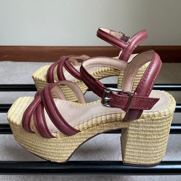 SCHUTZ Women Keefa Raffia Block Heel Sandals - NEW NWOB - Picture 6 of 7